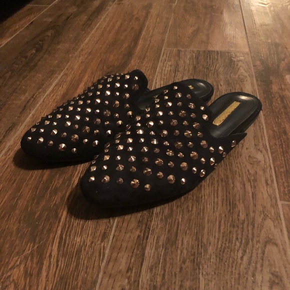 Black & Gold Studded Mules - Picture 2 of 2